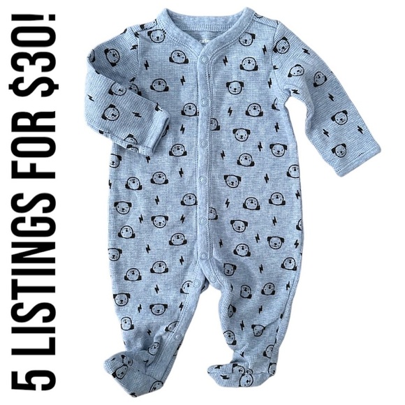 New Carter’s Baby Boy Thermal Dog Button Footies Sleep & Play Size 3 Months m - Picture 1 of 8